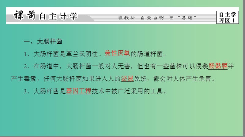 高中生物 第1部分 微生物的利用 实验1 大肠杆菌的培养和分离课件 浙科版选修1.ppt_第3页