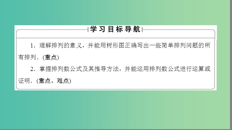 高中数学 第一章 计数原理 1.2.1 排列、排列数公式课件 苏教版选修2-3.ppt_第2页