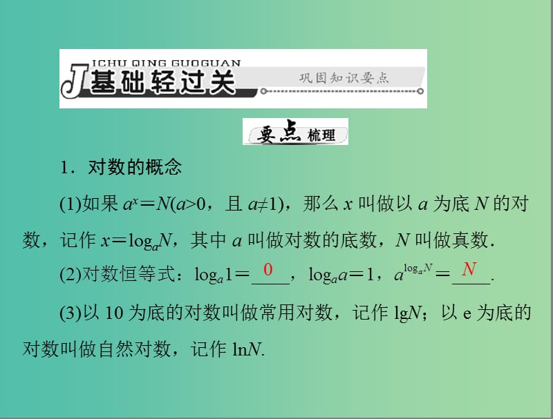 高考数学总复习 第二章 函数、导数及其应用 第6讲 对数式与对数函数课件 理.ppt_第3页