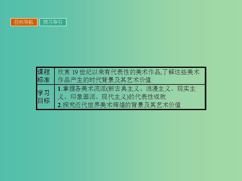 高中历史 第八单元 19世纪以来的世界文学艺术 23 美术的辉煌课件 新人教版必修3.ppt_第2页