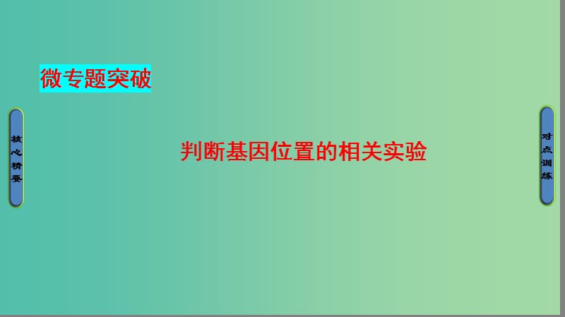 高中生物 第2章 基因和染色体的关系 第3节 判断基因位置的相关实验微专题突破课件 新人教版必修2.ppt_第1页