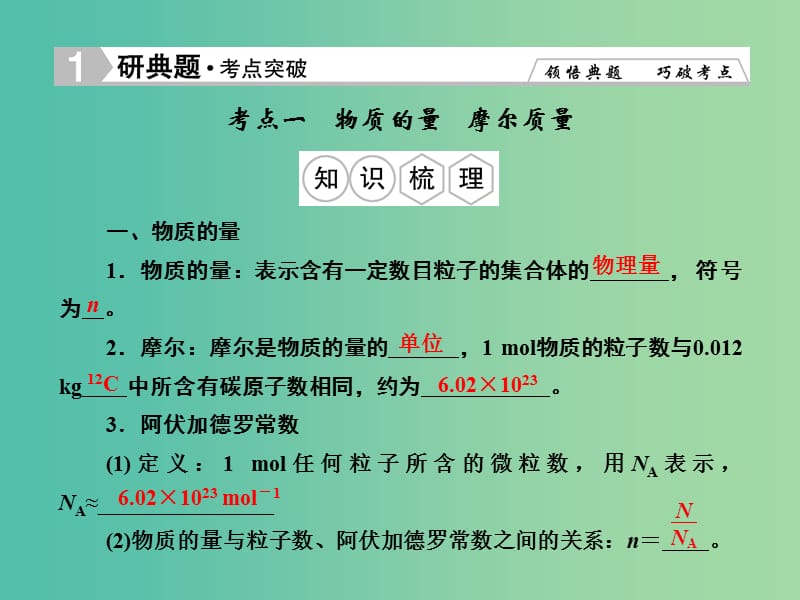 高考化学总复习 1.1物质的量 气体摩尔体积课件.ppt_第3页