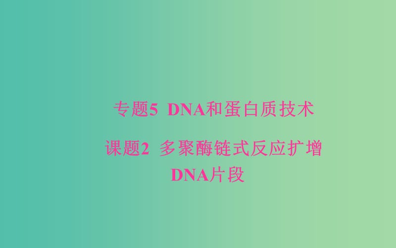 高中生物 专题5 DNA和蛋白质技术 课题2 多聚酶链式反应扩增DNA片段课件 新人教版选修1.ppt_第1页