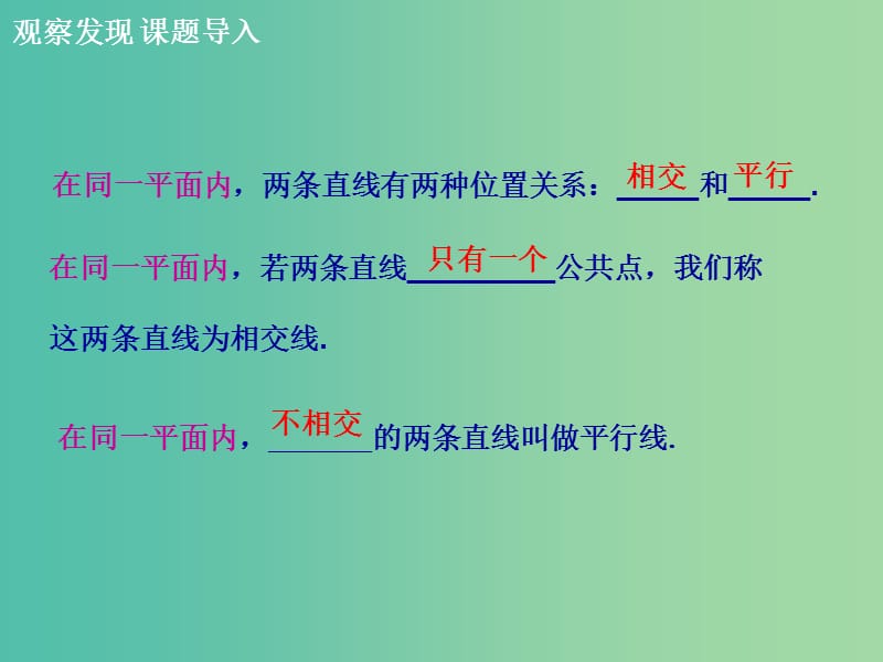 七年级数学下册 2.1 两条直线的位置关系课件3 （新版）北师大版.ppt_第1页