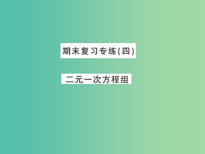 七年级数学下学期期末复习专练（四） 二元一次方程组课件 新人教版.ppt_第1页