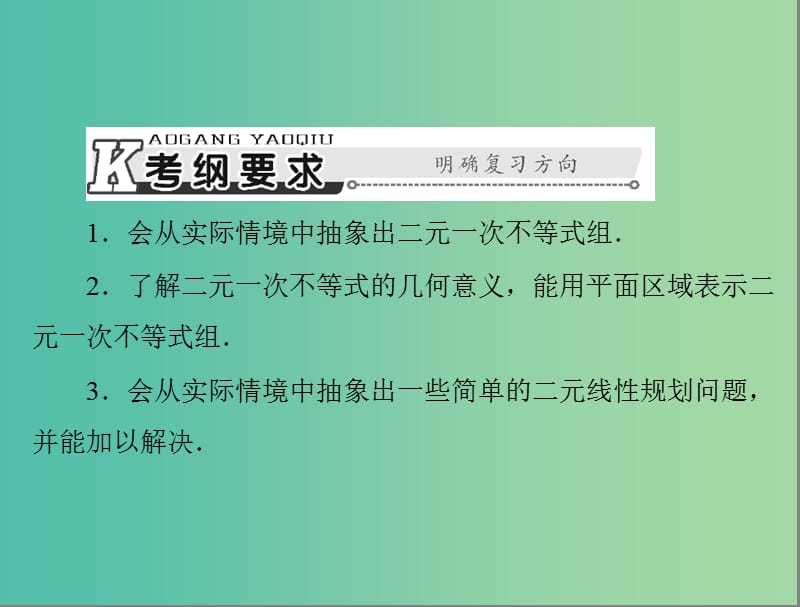 高考数学总复习 第六章 不等式 第4讲 简单的线性规划课件 理.ppt_第2页