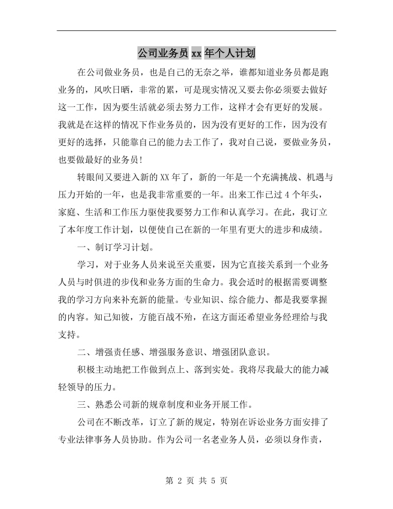 公司业务员xx年个人计划.doc_第2页