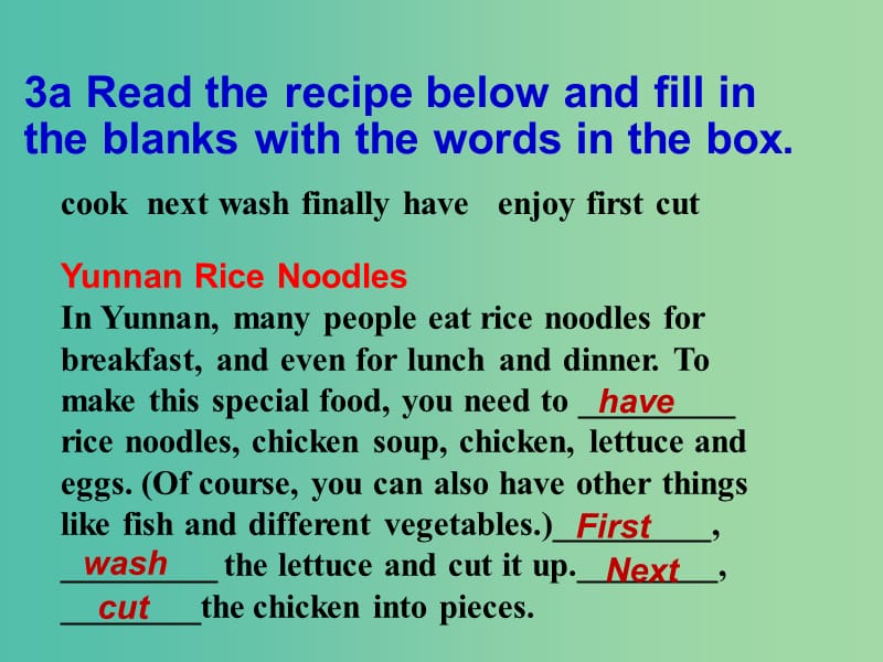 七年级英语下册 Unit 4 How do you make a banana milk shake Section B(3a-4)课件 鲁教版五四制.ppt_第2页