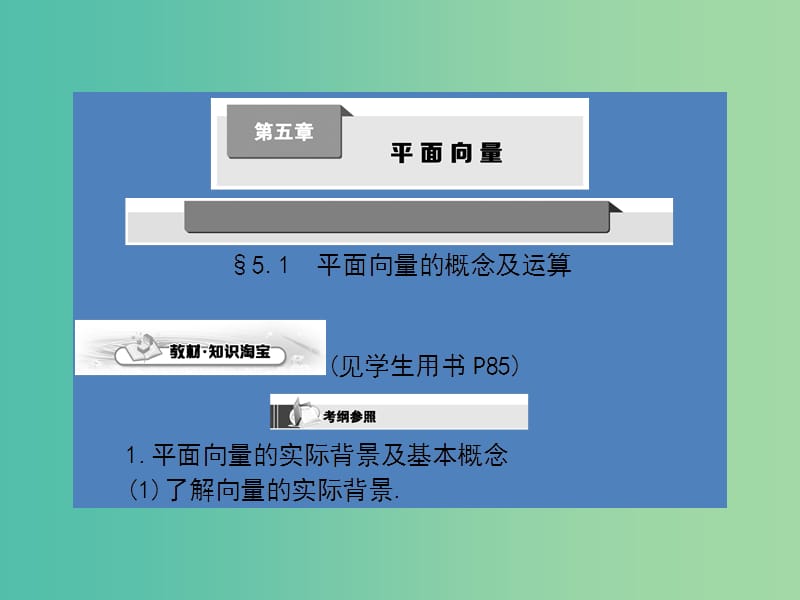 高考数学第一轮复习 第五章 平面向量课件 理 北师大版.ppt_第1页