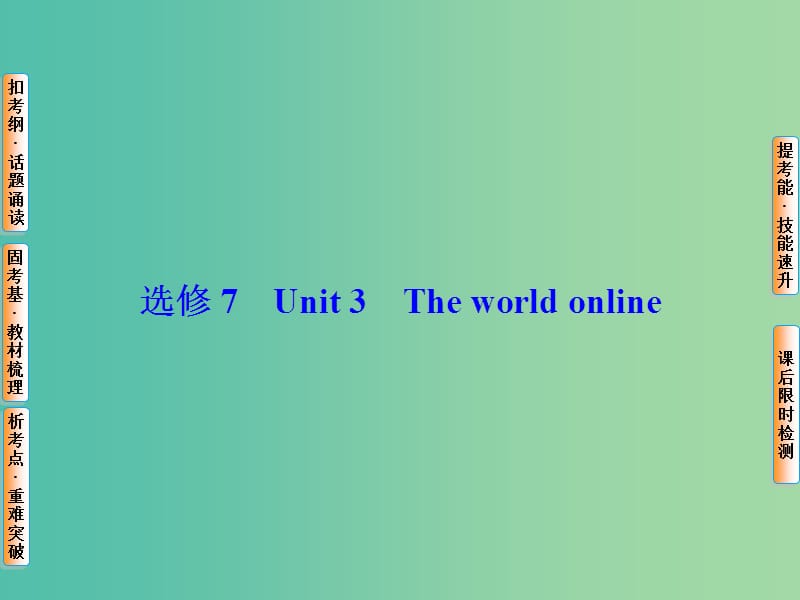 高考英语总复习 Unit3 The world online课件 牛津译林版选修7.ppt_第1页