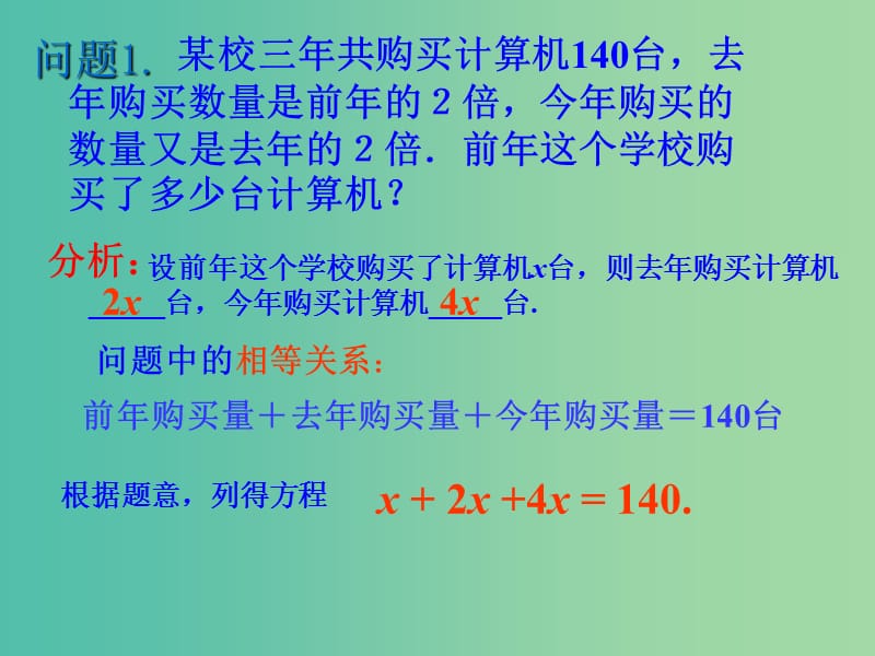 七年级数学上册 3.2 解一元一次方程（一）—合并同类项与移项课件1 新人教版.ppt_第2页