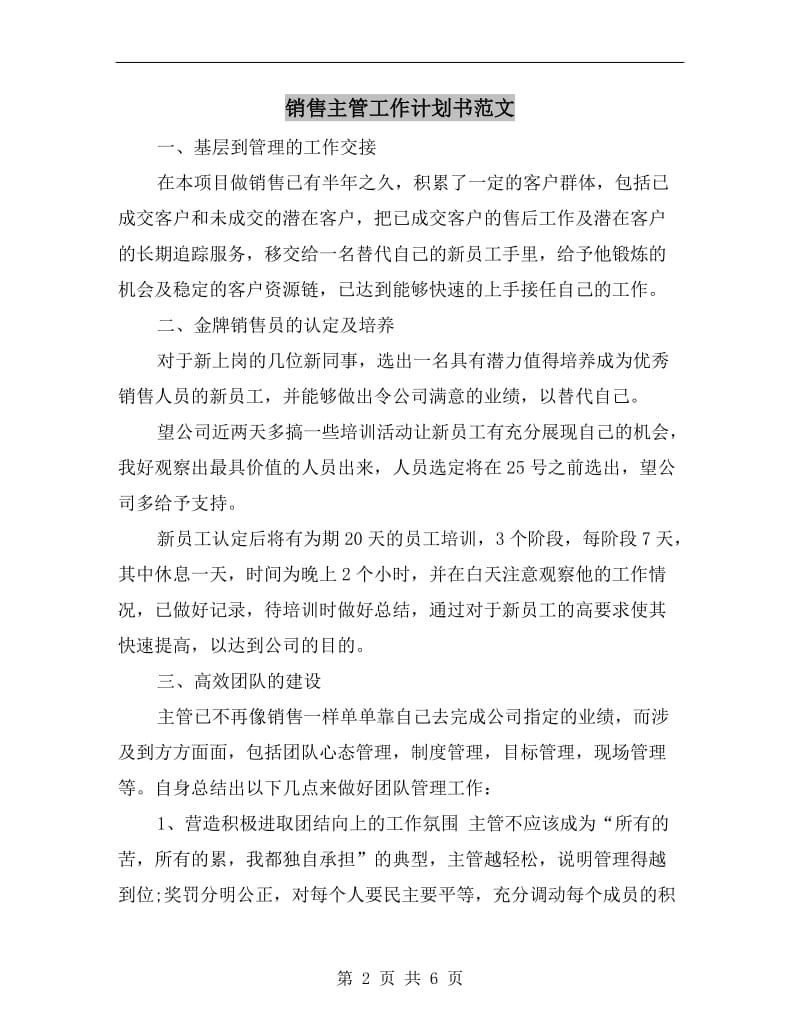 销售主管工作计划书范文.doc_第2页