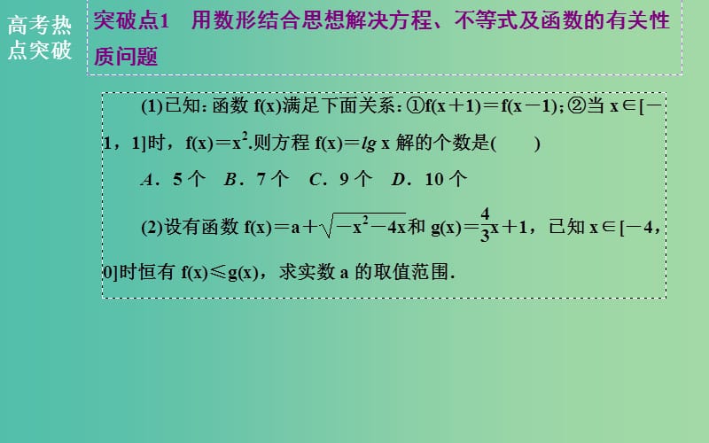 高考数学二轮复习 专题9 思想方法专题 第二讲 数形结合思想课件 文.ppt_第3页