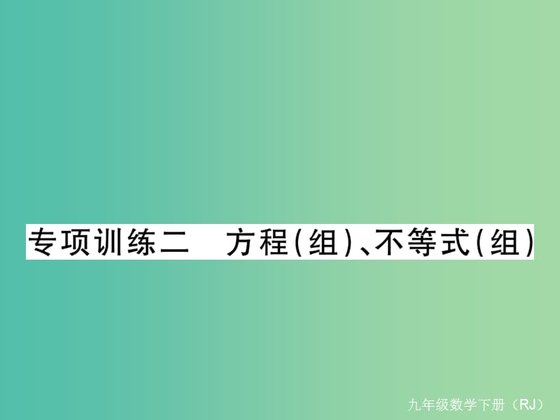 九年级数学下册 专项训练二 方程（组）、不等式（组）课件 （新版）新人教版.ppt_第1页