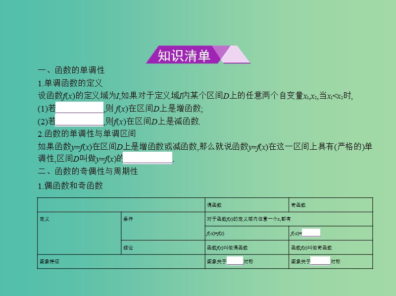 高考数学一轮总复习 第二章 函数概念与基本初等函数 2.2 函数的基本性质课件(理) 新人教B版.ppt_第2页