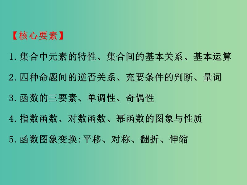 高考数学一轮复习 第一章 集合与常用逻辑用语 1 集合、常用逻辑用语、函数与导数课件(理).ppt_第3页