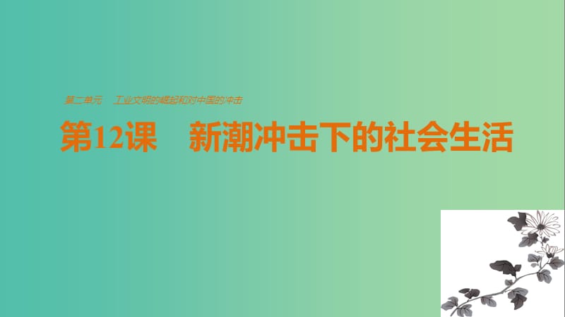 高中历史 第二单元 工业文明的崛起和对中国的冲击 第12课 新潮冲击下的社会生活课件 岳麓版必修2.ppt_第1页