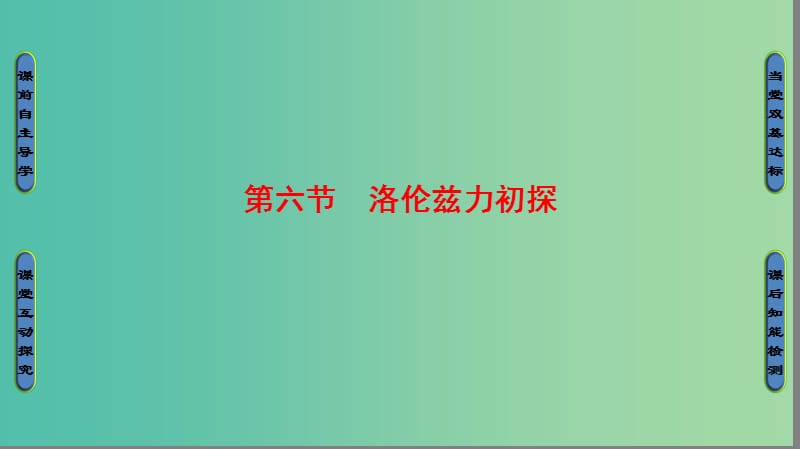 高中物理 第1章 电与磁 第6节 洛伦兹力初探课件 粤教版选修1-1.ppt_第1页