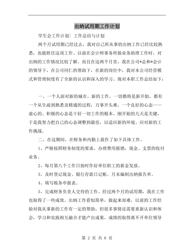 出纳试用期工作计划.doc_第2页