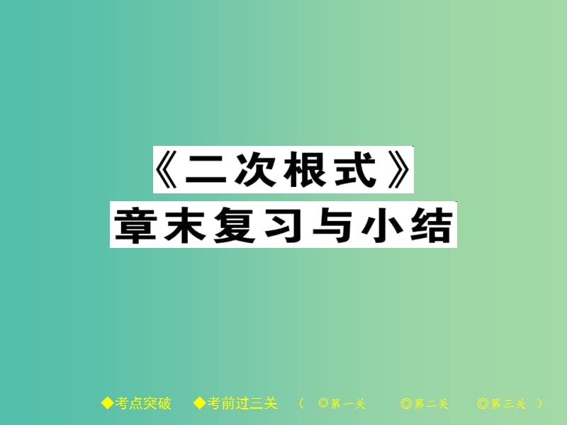 八年级数学下册 16《二次根式》章末复习与小结课件 （新版）新人教版.ppt_第1页