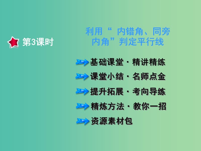 七年级数学下册 5.2.3 利用“ 内错角、同旁内角”判定平行线课件 （新版）新人教版.ppt_第1页