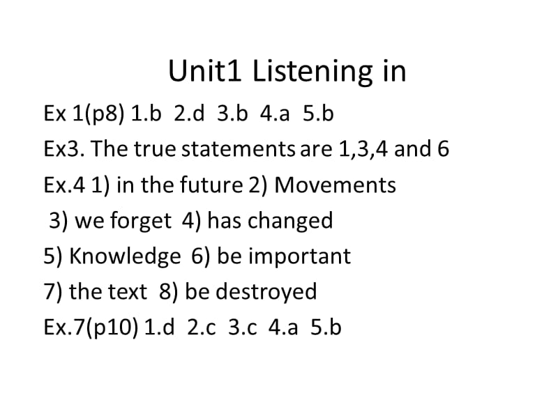 新视界大学英语听说2listeningin部分答案.ppt_第1页