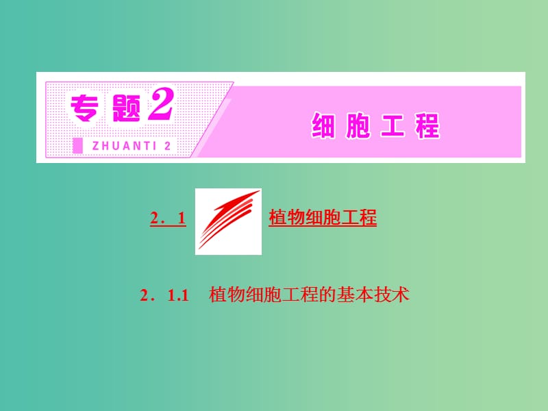 高中生物 第1部分 专题2 细胞工程 2.1 植物细胞工程 2.1.1 植物细胞工程的基本技术课件 新人教版选修3.ppt_第2页