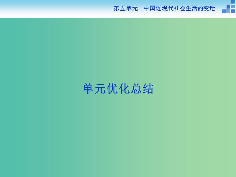 高中历史 第五单元 中国近现代社会生活的变迁 单元优化总结课件 新人教版必修2.ppt_第1页