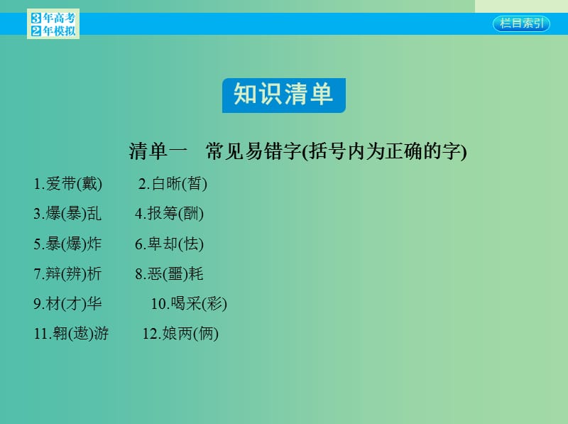 高考语文一轮复习 专题二 附录：常见易错字课件 新人教版.ppt_第2页