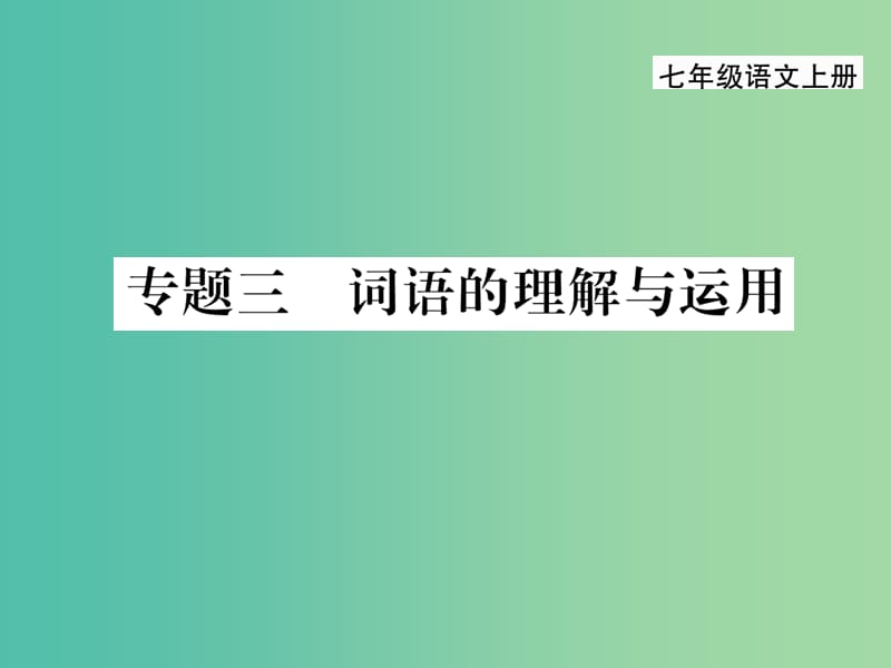 七年级语文上册 专题三 词语的理解与运用课件 新人教版.ppt_第1页