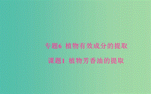 高中生物 專題6 植物有效成分的提取 課題1 植物芳香油的提取課件 新人教版選修1.ppt