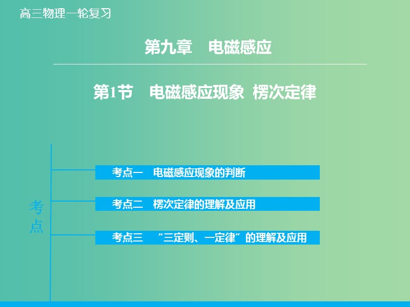 高考物理大一轮复习 9.1电磁感应现象楞次定律课件 新人教版.ppt_第2页