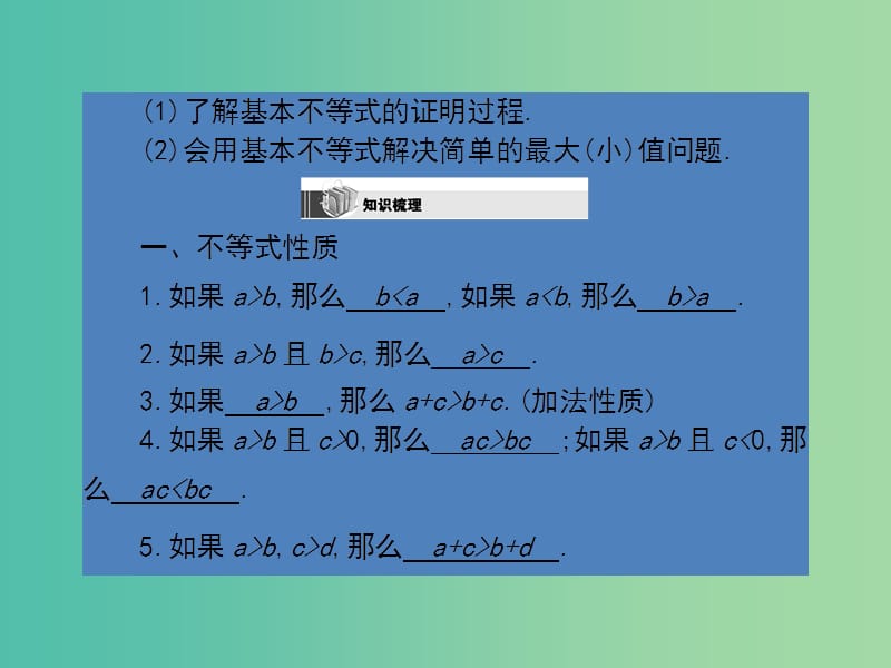 高考数学第一轮复习 第六章 不等式课件 理 北师大版.ppt_第2页