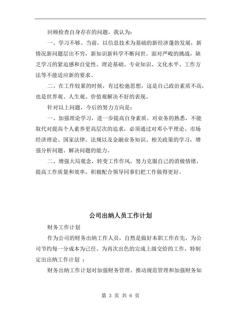 公司出纳人员xx年个人计划.doc_第3页