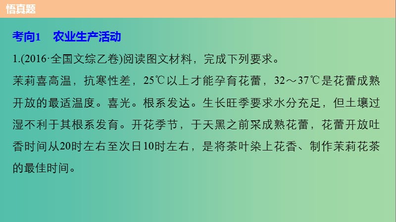 高考地理三轮冲刺 考前3个月 专题五 人类产业活动 必考点16 农业生产及影响课件.ppt_第3页