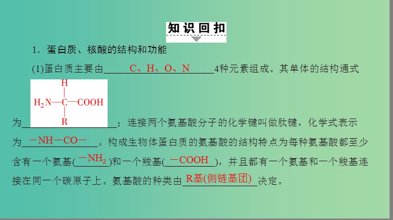 高考生物二轮复习 第2部分 专项体能突破 专项3 回扣1 细胞的分子组成课件.ppt_第2页