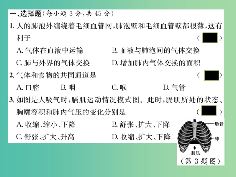 七年级生物下册 第3-4章达标测试题课件 新人教版.ppt_第2页