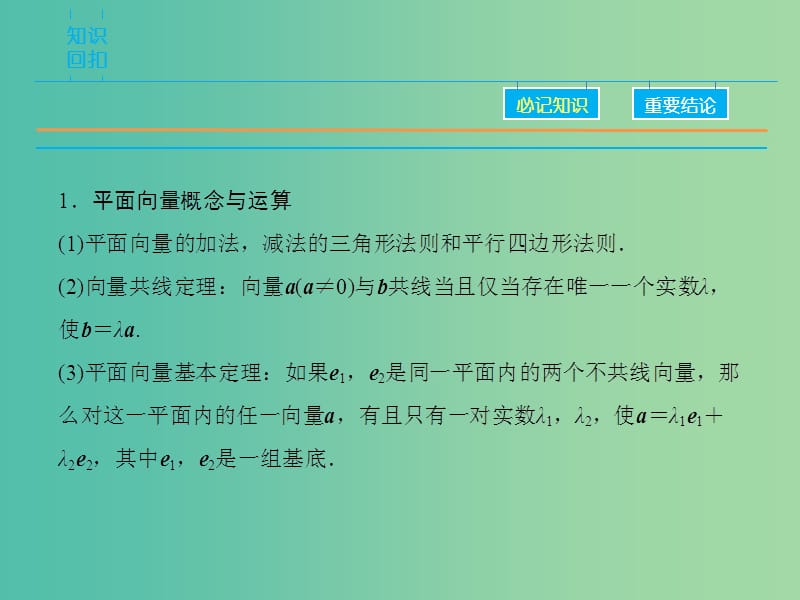 高考数学二轮复习 第1部分 专题1 必考点2 平面向量与复数运算、算法、合情推理课件 理.ppt_第3页