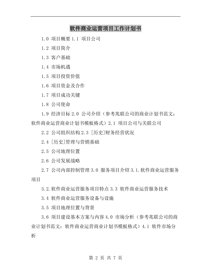 软件商业运营项目工作计划书.doc_第2页