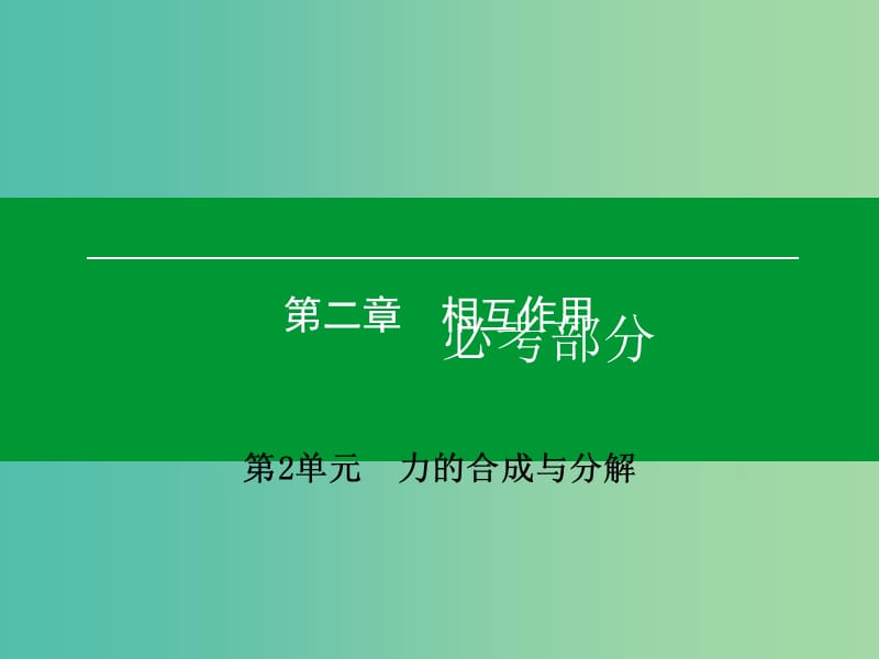 高考物理一轮复习 第二章 第2单元 力的合成与分解课件.ppt_第1页