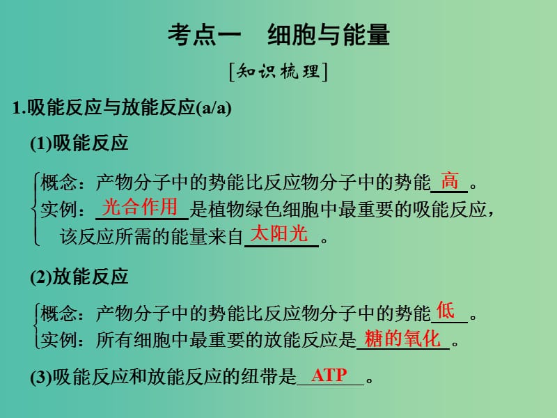 高考生物总复习 第二单元 细胞的代谢 第4讲 细胞与能量及细胞呼吸课件.ppt_第2页