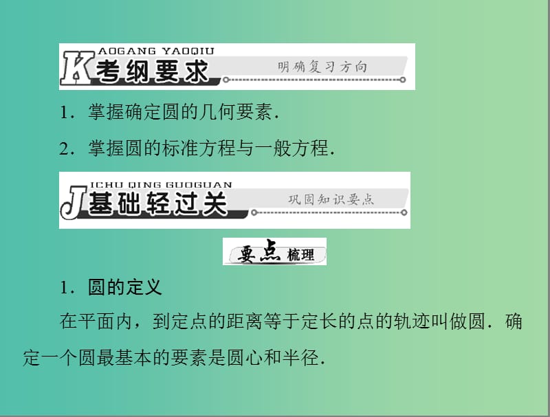 高考数学总复习 第七章 解析几何 第3讲 圆的方程课件 理.ppt_第2页