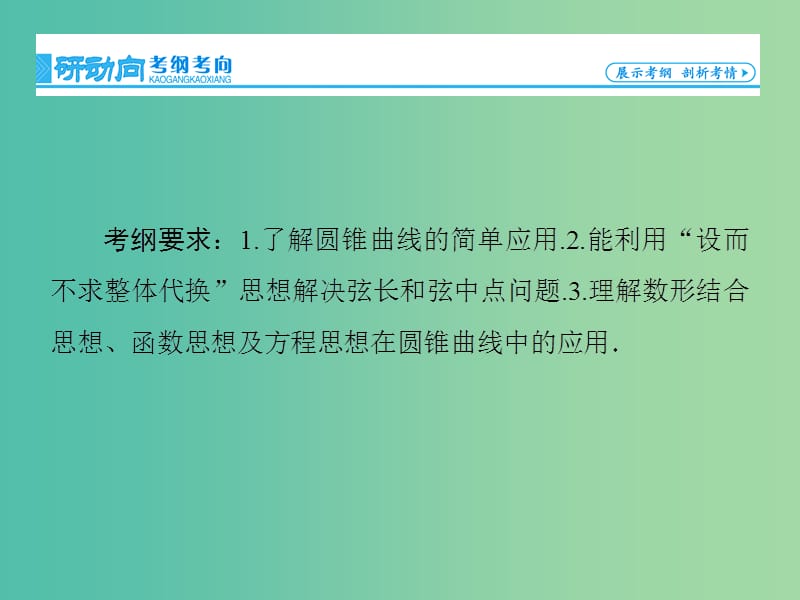 高考数学大一轮复习 第8章 第8节 直线与圆锥曲线的位置关系课件 文 新人教版.ppt_第2页