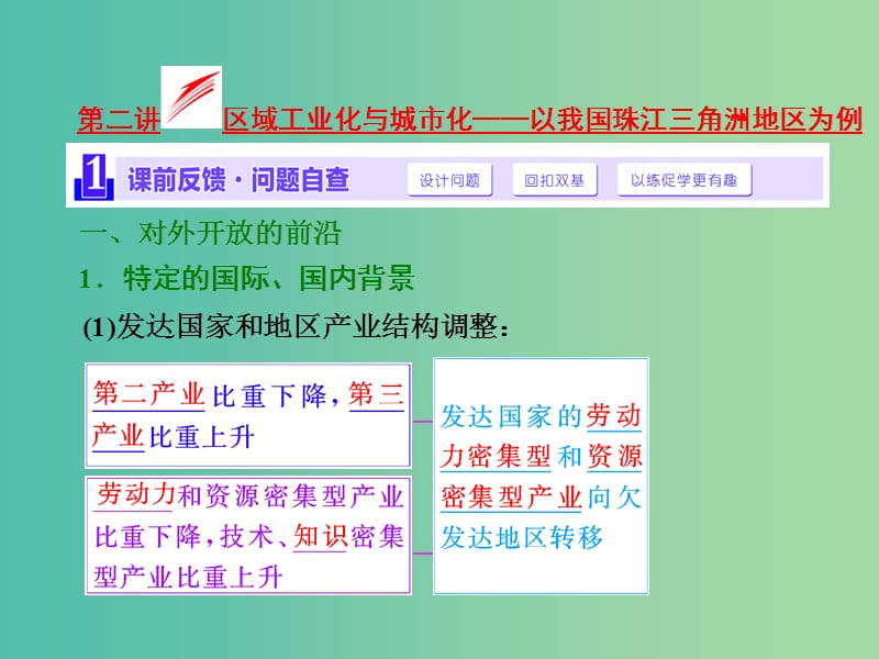 高考地理第一轮总复习 第十五章 第二讲 区域工业化与城市化-以我国珠江三角洲地区为例课件.ppt_第1页