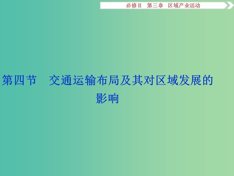 高考地理总复习 第三章 区域产业活动 第四节 交通运输布局及其对区域发展的影响课件 湘教版必修2.ppt_第1页