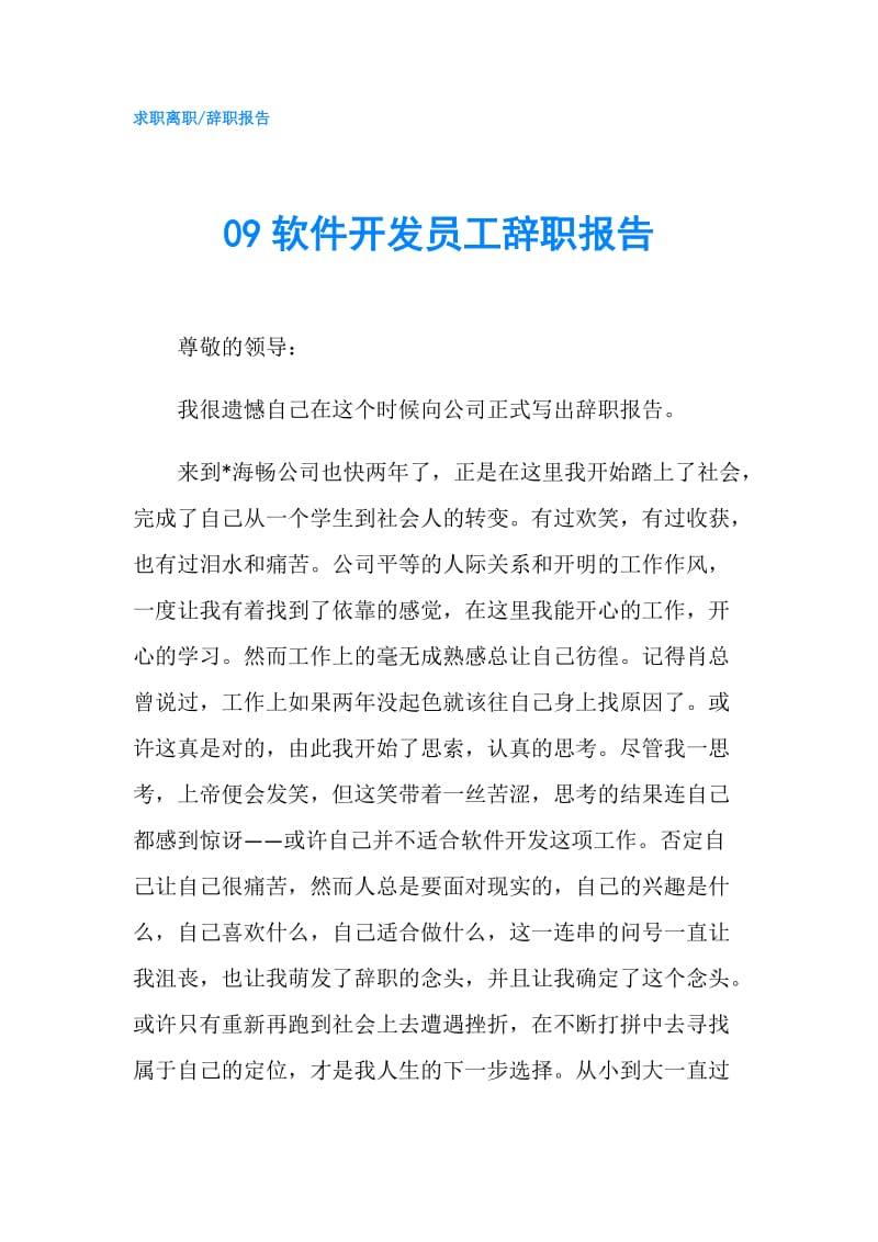 09软件开发员工辞职报告.doc_第1页