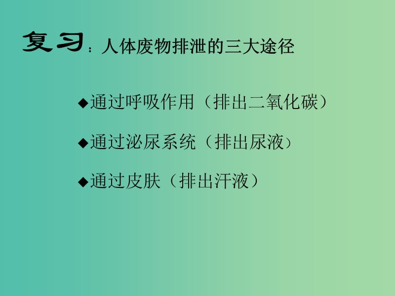 七年级生物下册 第五章《人体内废物的排出》汗液的形成和排出课件 （新版）新人教版.ppt_第3页