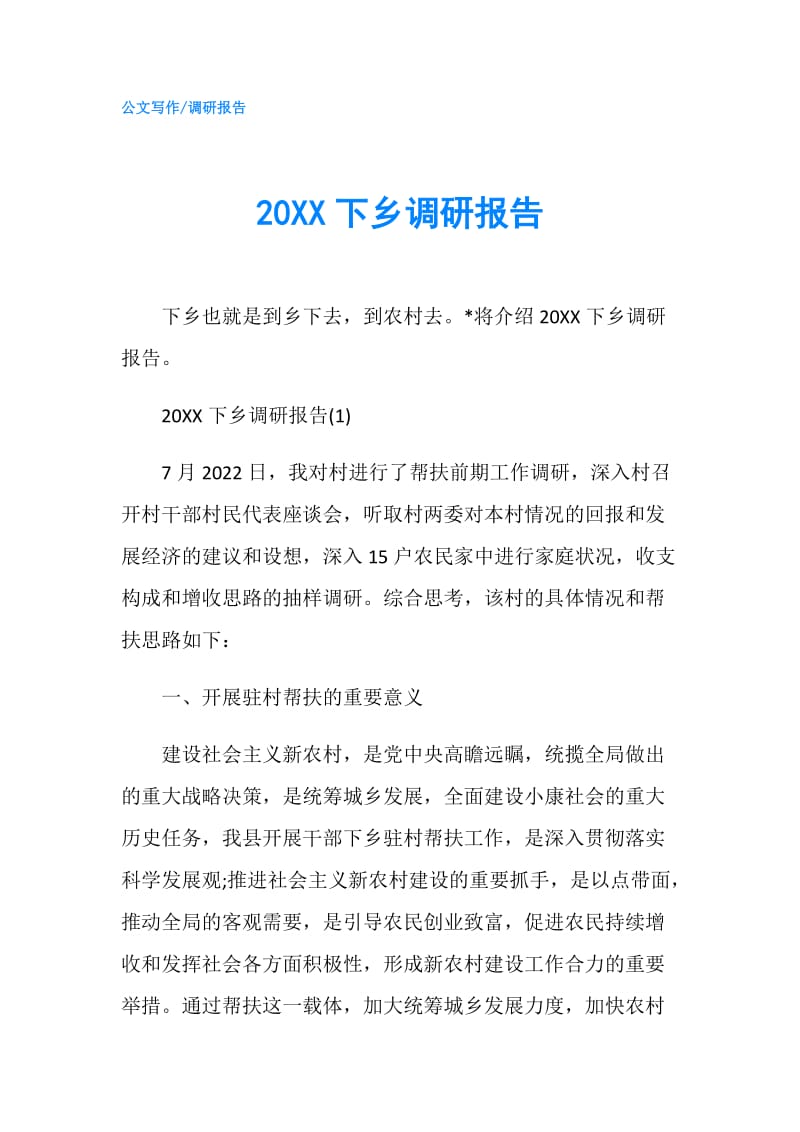 20XX下乡调研报告.doc_第1页