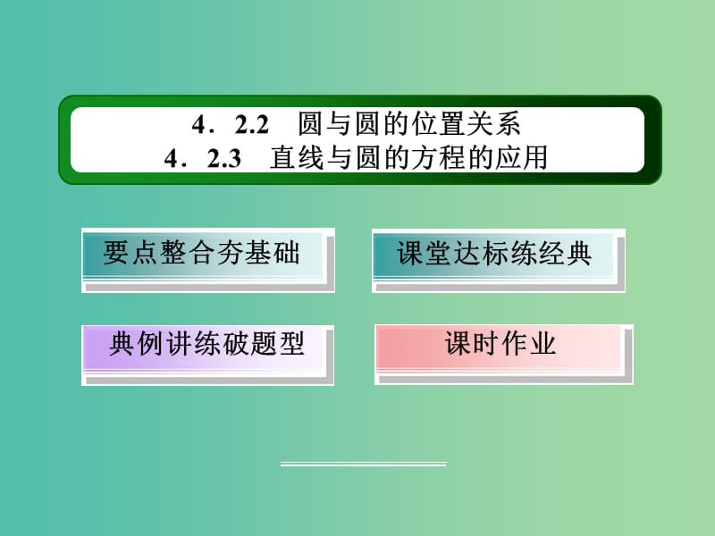 高中数学 第四章 圆与方程 4.2.2-4.2.3 圆与圆的位置关系、直线与圆的方程的应用课件 新人教A版必修2.ppt_第3页