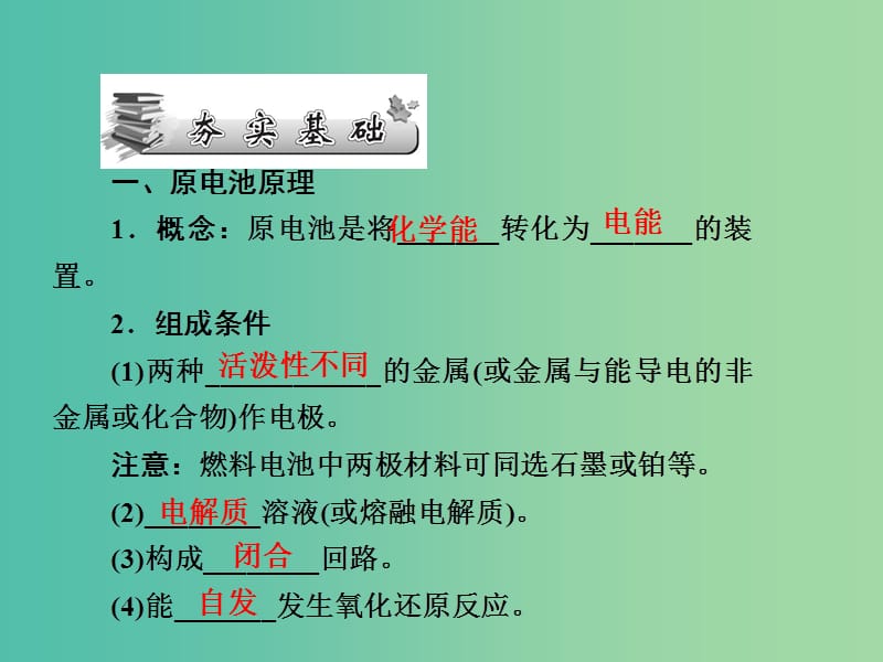 高考化学第一轮总复习 第九章 电化学基础（第27课时）课件.ppt_第3页